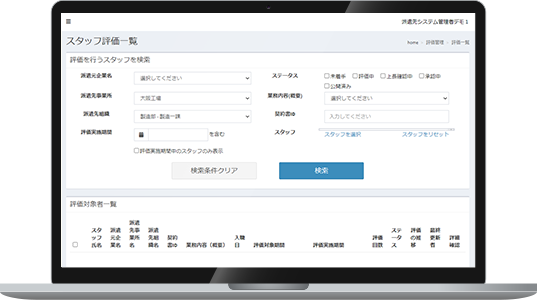 スタッフ評価機能